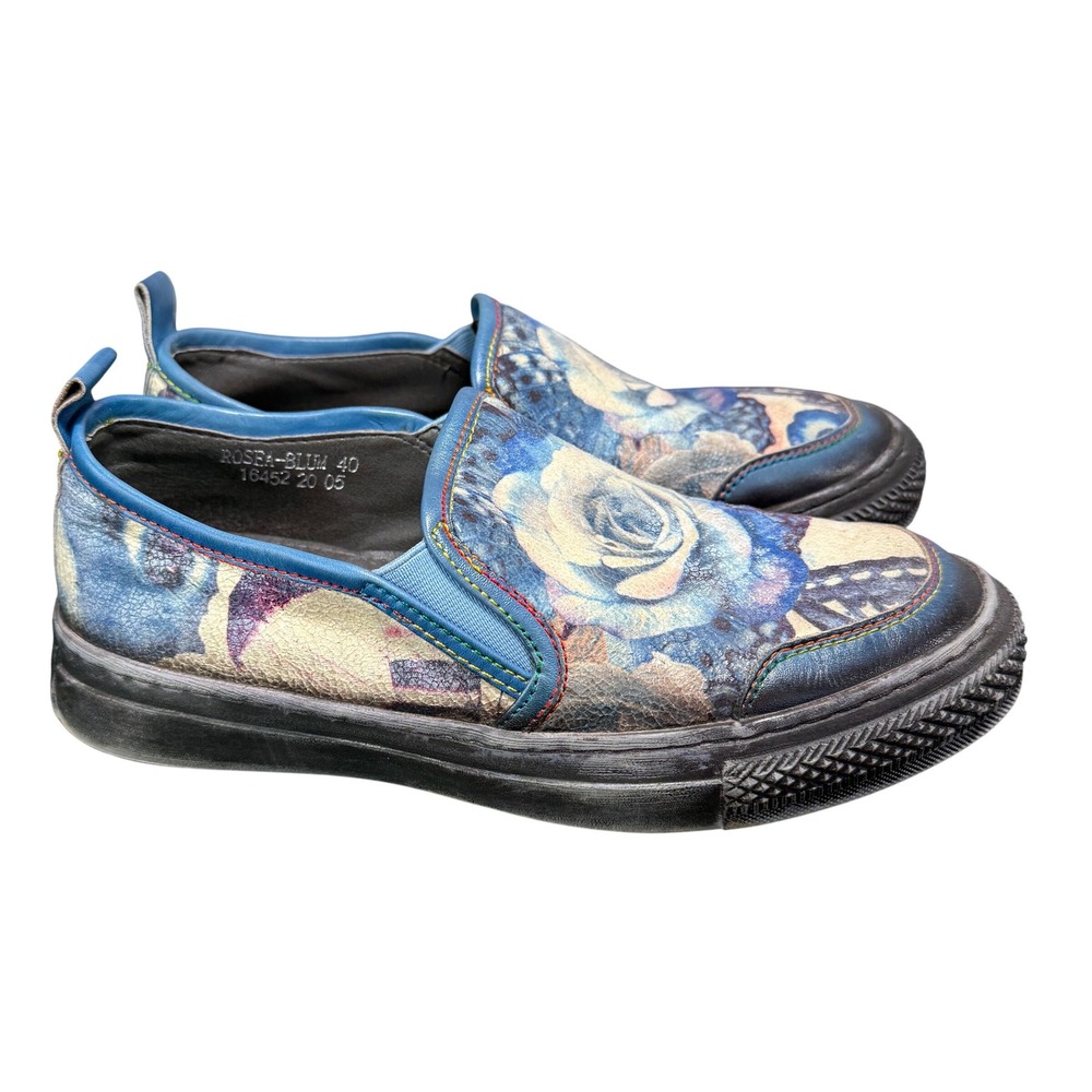 L'Artiste Spring Step Rosea Sneakers Womens 40 Blue Floral Leather Slip On Shoes